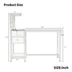 Computer Desk with Power Outlet & USB Charging Station — 48" Gaming Desk with RGB LED Lights | 4-Tier Reversible Storage Shelves & Drawer | Headphone Hooks | Sturdy Metal Frame | Home Office, Study, PC Workstation | Black/Brown
