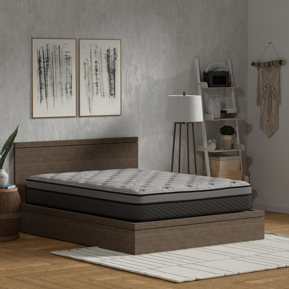 Twin/Queen/King — 12" Hybrid Medium Firm Mattress | Pocketed Coil Innerspring + Cooling Gel + Memory Foam | Knitted Breathable Top Panel | Low Motion Transfer | CertiPUR-US Certified | Bedroom | Black/Gray
