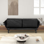 74" 2-Seat Convertible Sofa Bed | 3 Adjustable Backrest Positions | Tufted Polyester Blend | Adjustable to 180° Flat Bed | Easy Leg Assembly | Apartment Small Space | Black / Beige