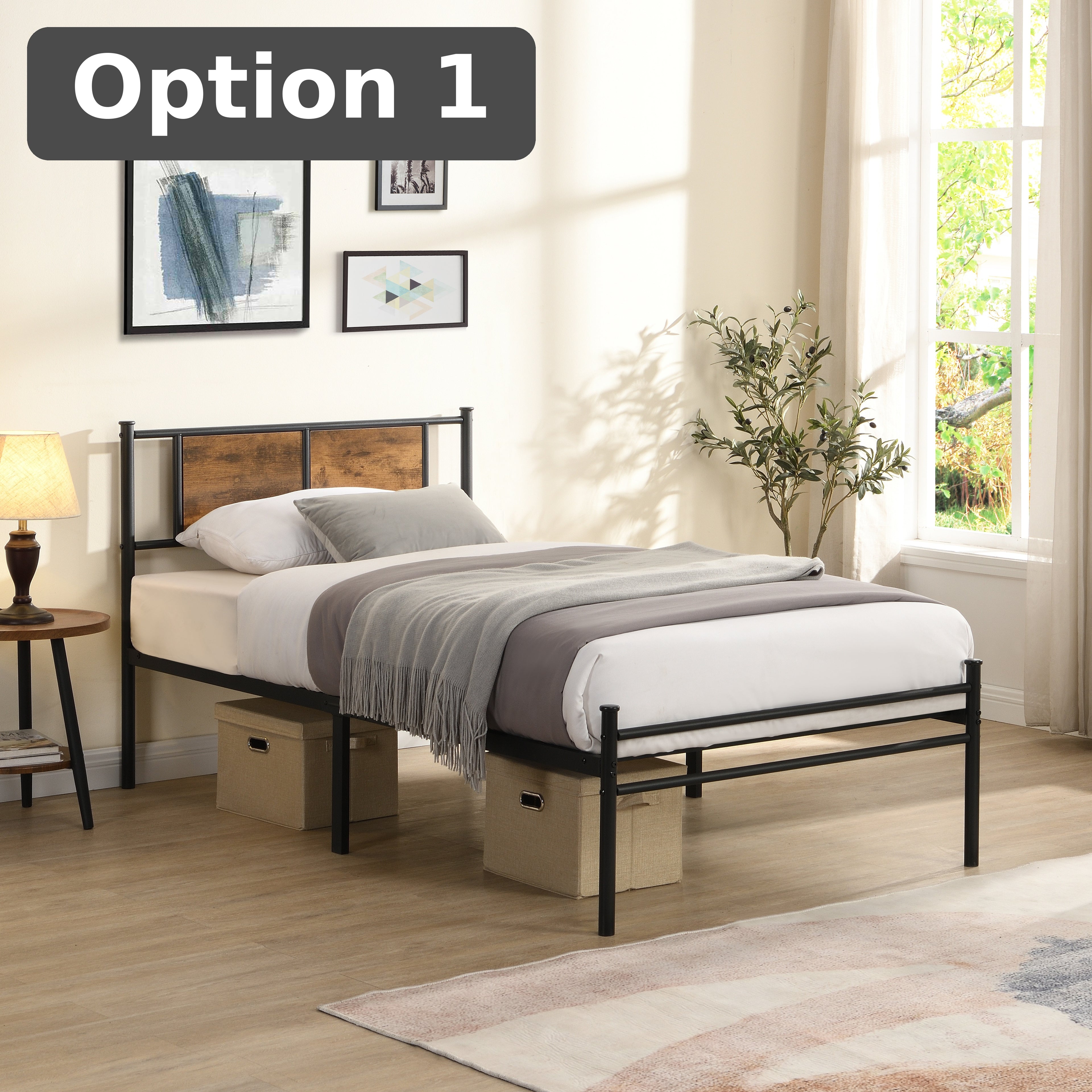 Option 1: Rustic Frame + Soft Mattress